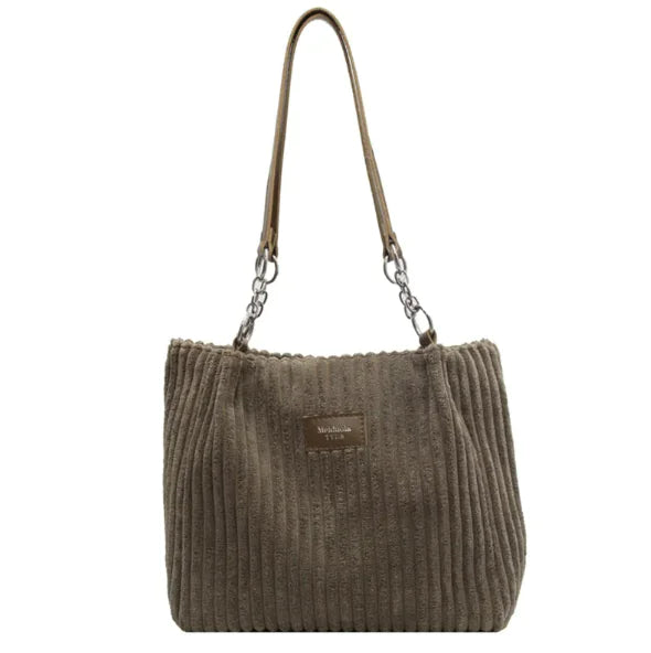 Corduroy Shoulder Tote Bag