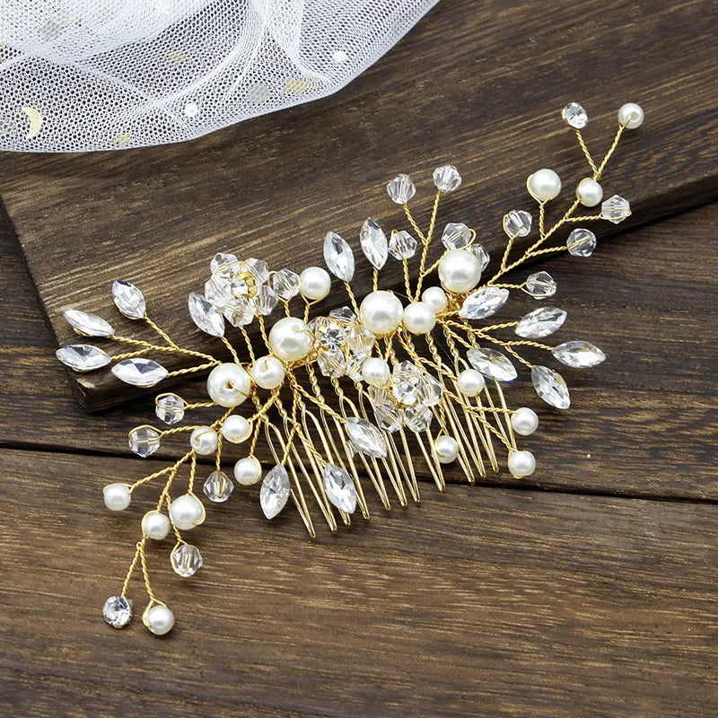 Gold & Silver Pearl Hair Comb