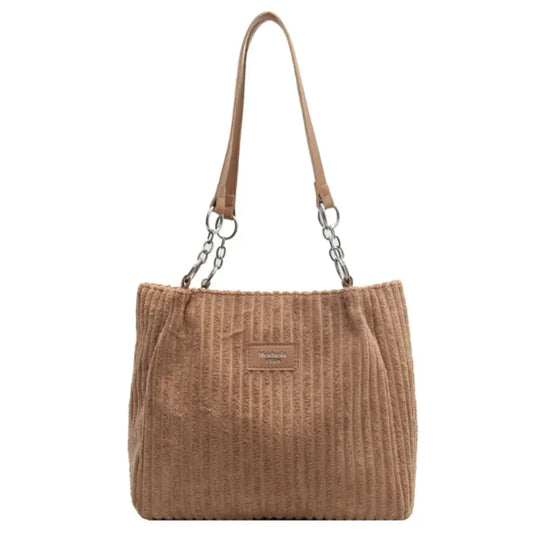 Corduroy Shoulder Tote Bag