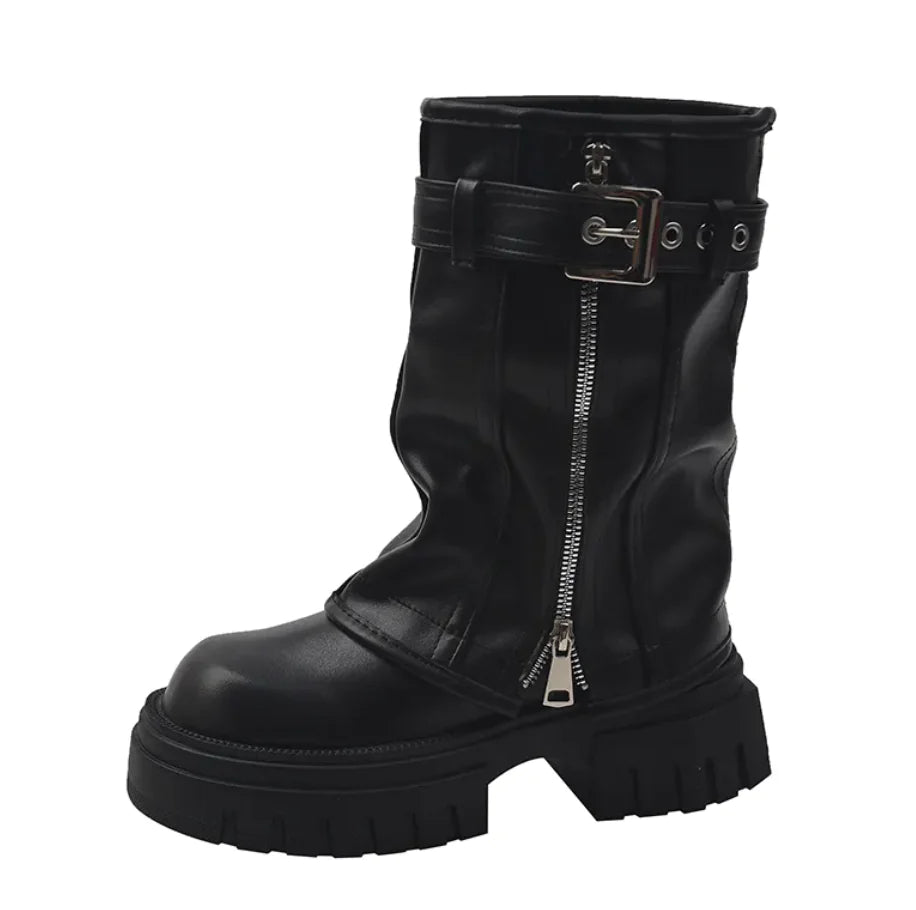 Retro Platform Pleated Boots