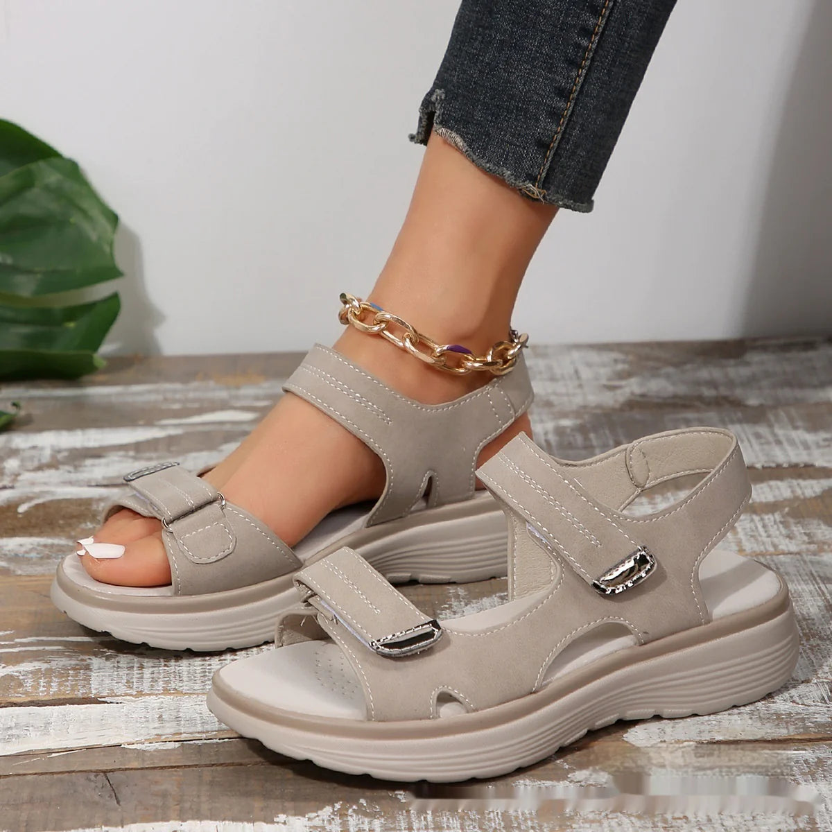 Thick Bottom Velcro Sandals