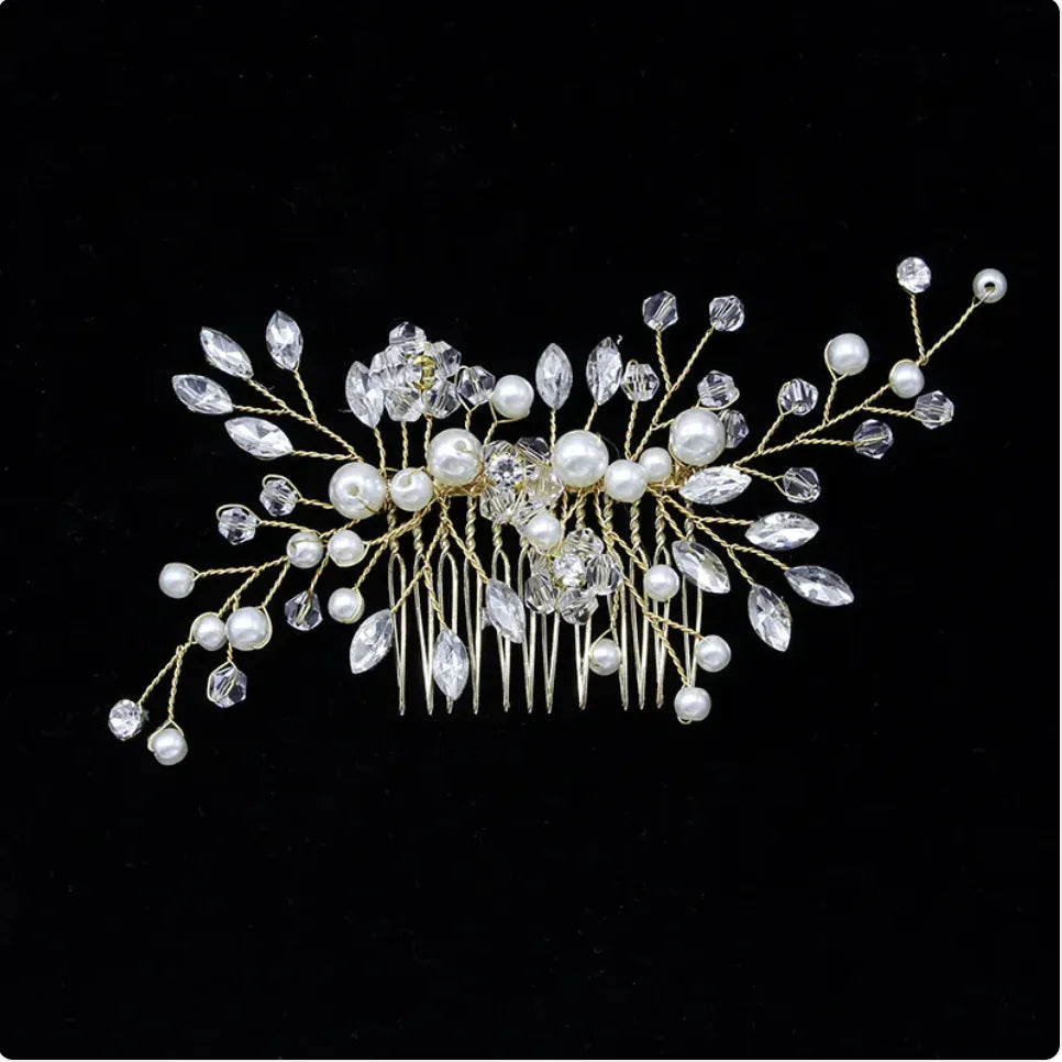 Gold & Silver Pearl Hair Comb