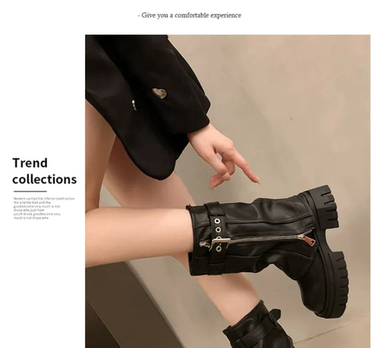 Retro Platform Pleated Boots