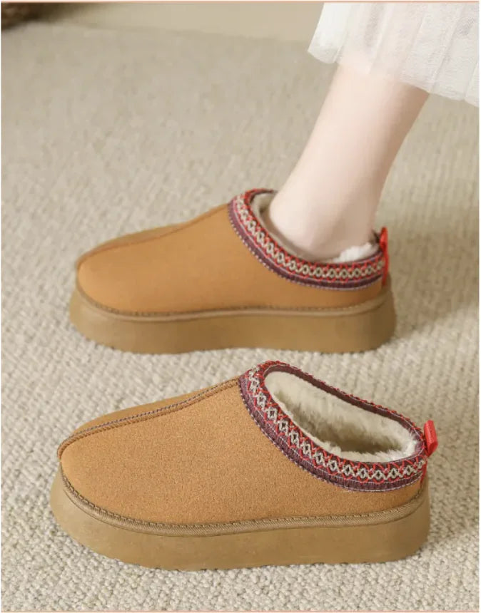 Warm Fleece Closed Toe Half Slippers