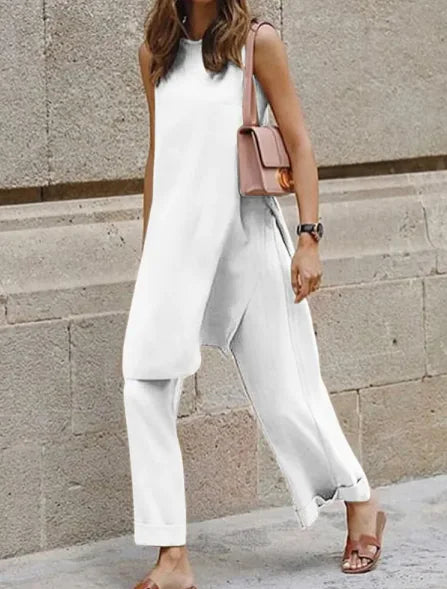 Casual Loose Blouse & Wide-Leg Pants Set