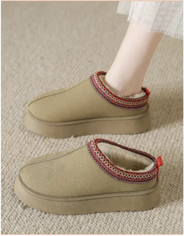 Warm Fleece Closed Toe Half Slippers