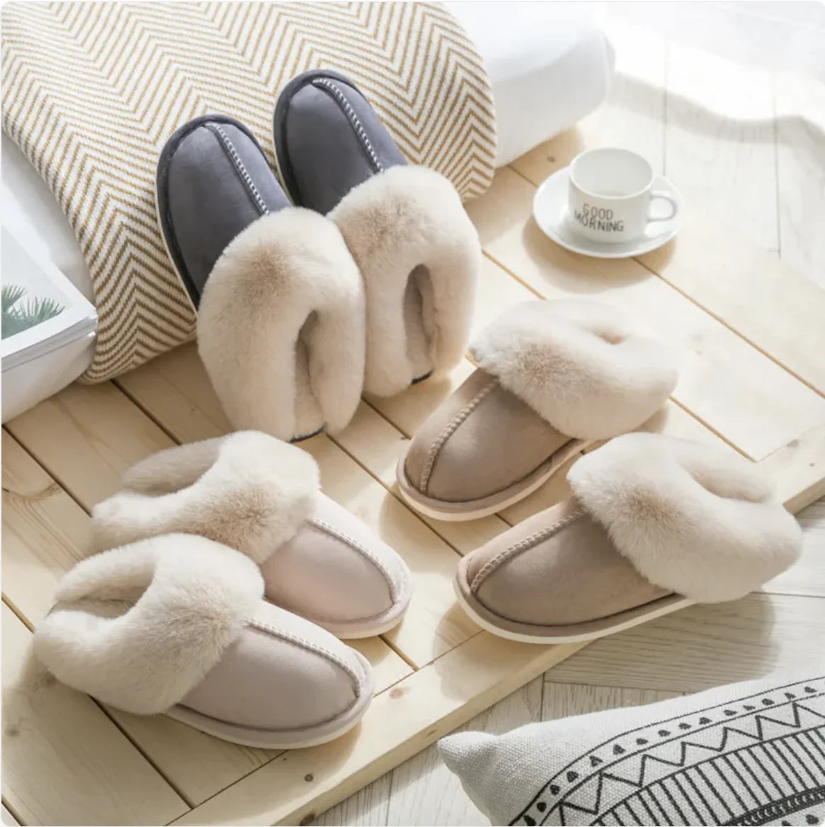 Women's Plush Cotton Slippers