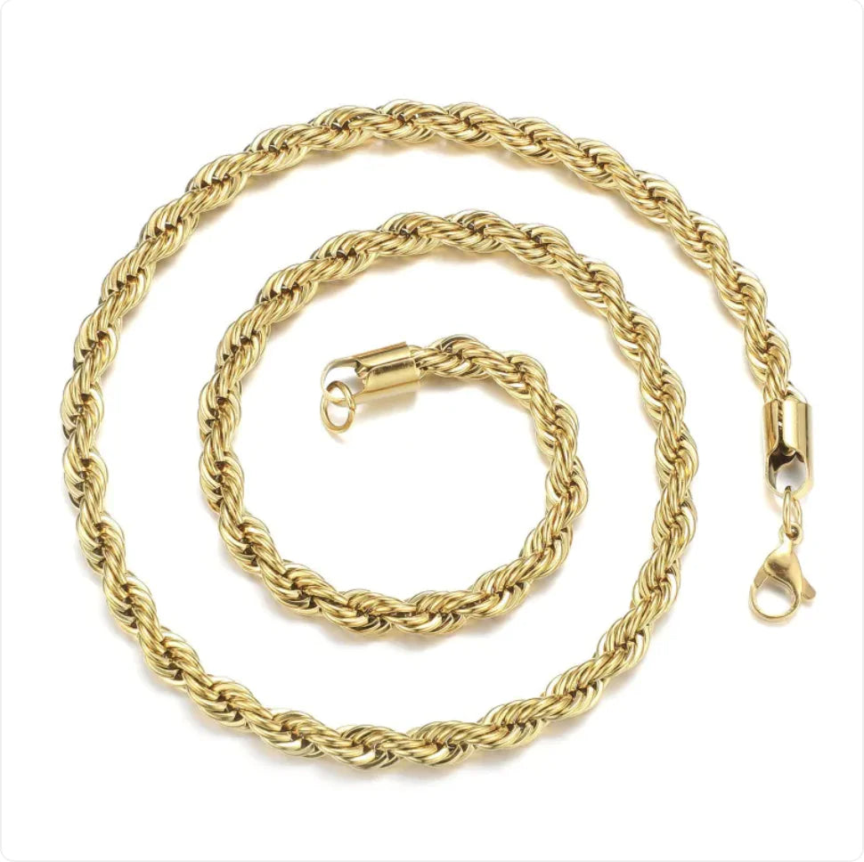 Gold Stainless Steel Hip-Hop Chain Necklace