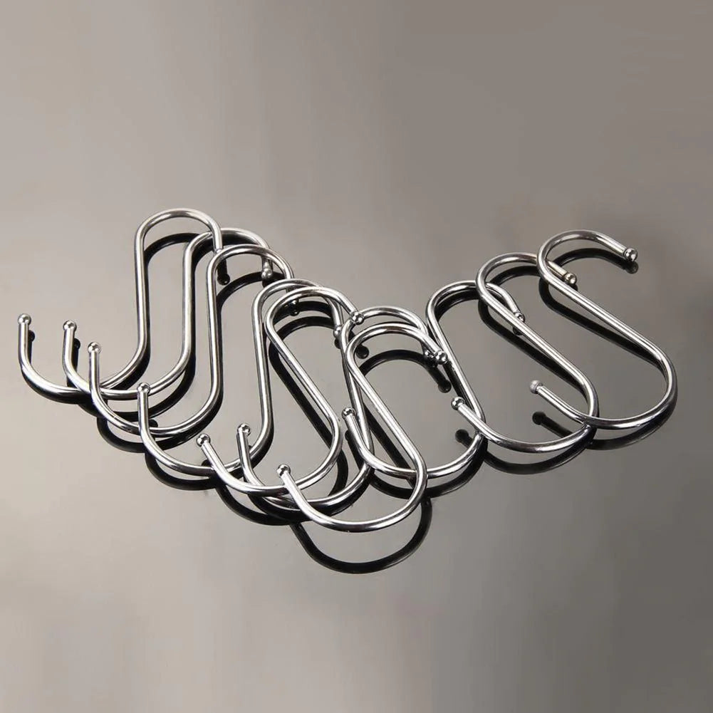 10pcs S-Shaped Metal Hooks for Kitchen & Closet