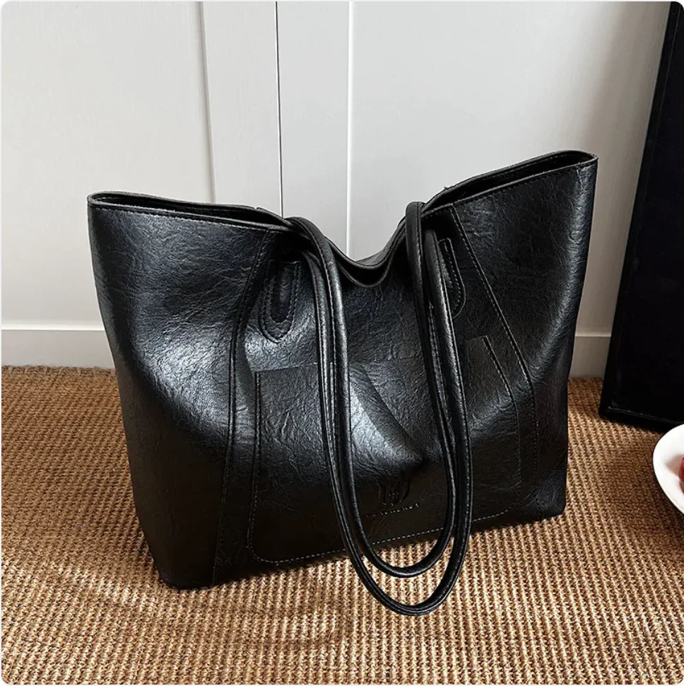 Casual Retro Textured Shoulder Tote Bag