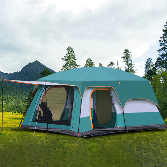 Double-Layer Waterproof Camping Tent with Two Bedrooms