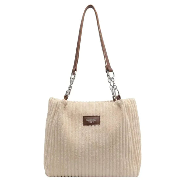 Corduroy Shoulder Tote Bag