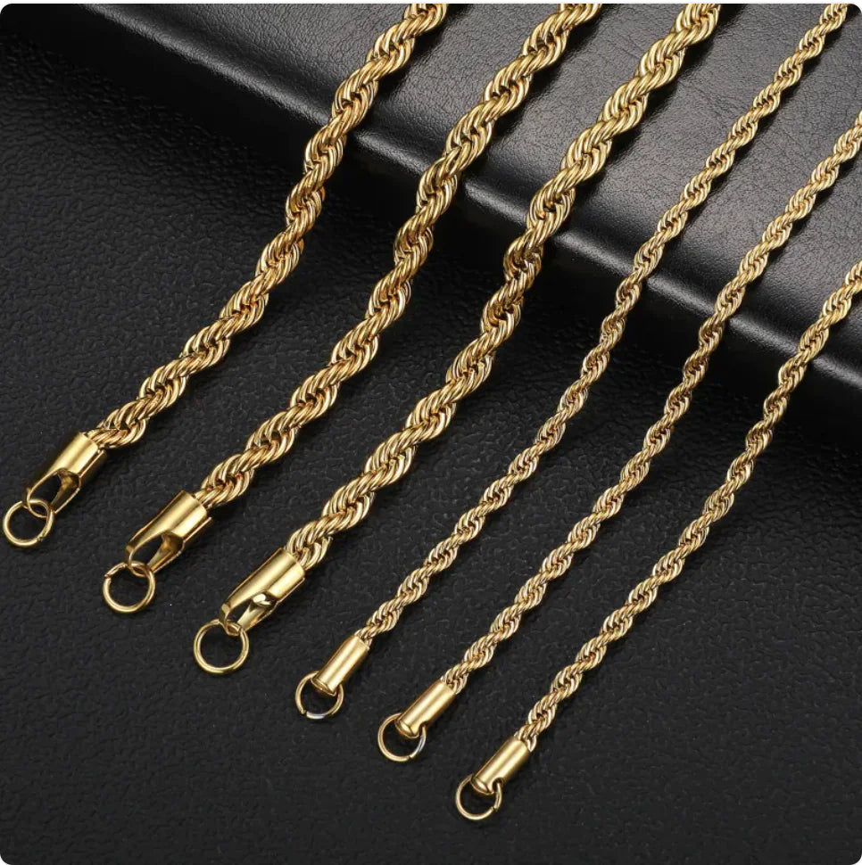 Gold Stainless Steel Hip-Hop Chain Necklace