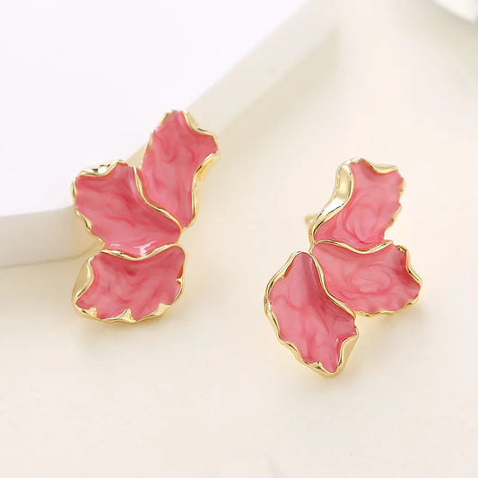 Female Maple Leaf Drip Oil Flower Earrings