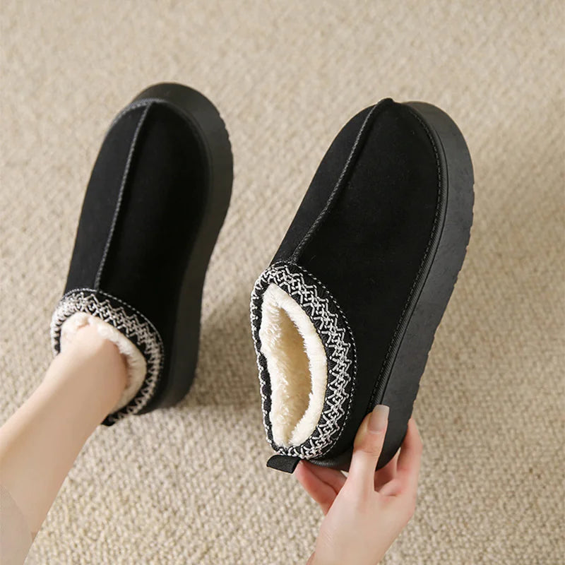 Women's Plush Fleece Half Slippers with Thick Bottom