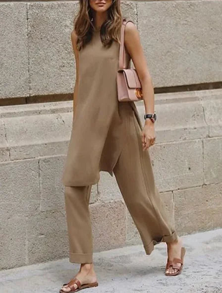 Casual Loose Blouse & Wide-Leg Pants Set