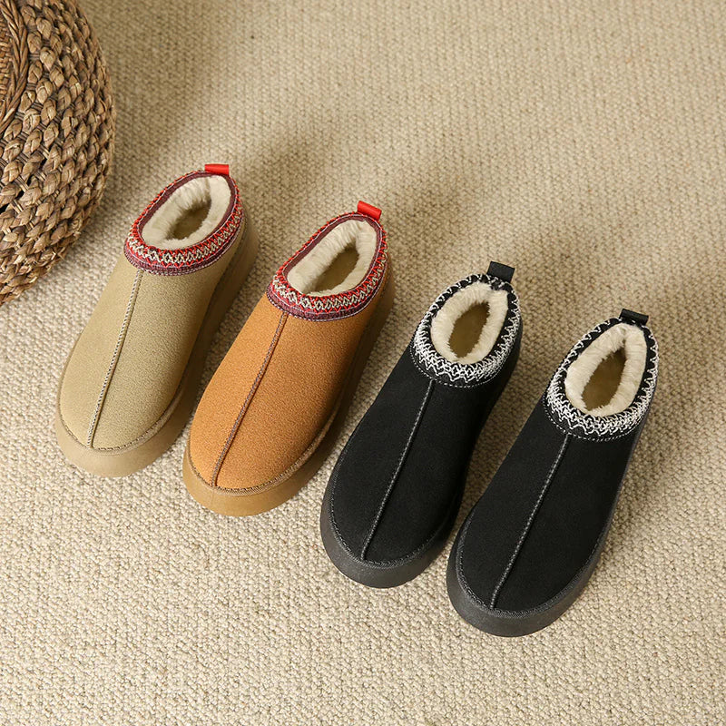 Women's Plush Fleece Half Slippers with Thick Bottom