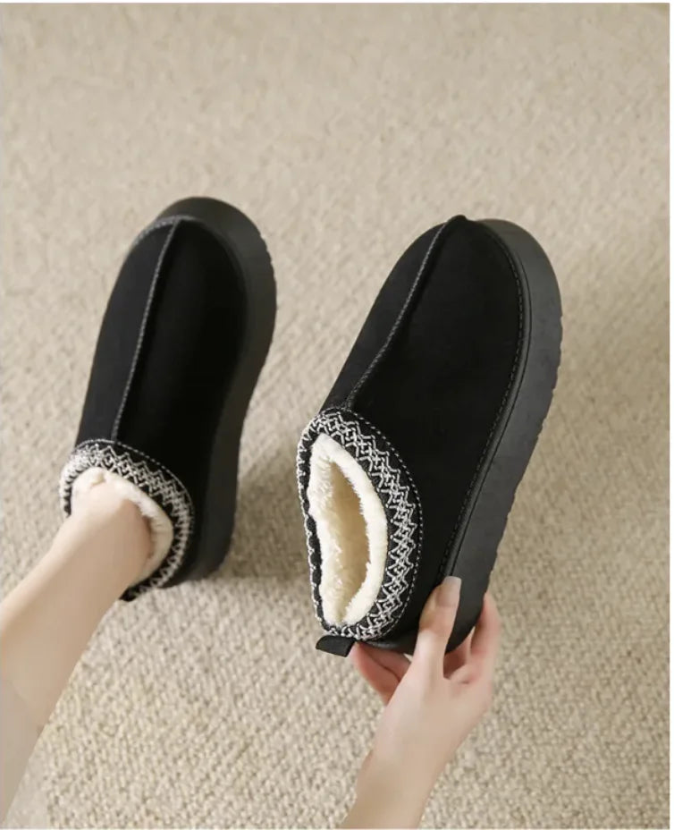 Warm Fleece Closed Toe Half Slippers